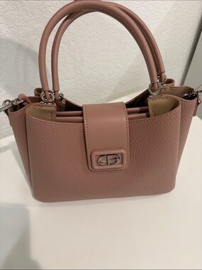 Dubai Structured Blush Pink Pebbled Satchel with Top Handles